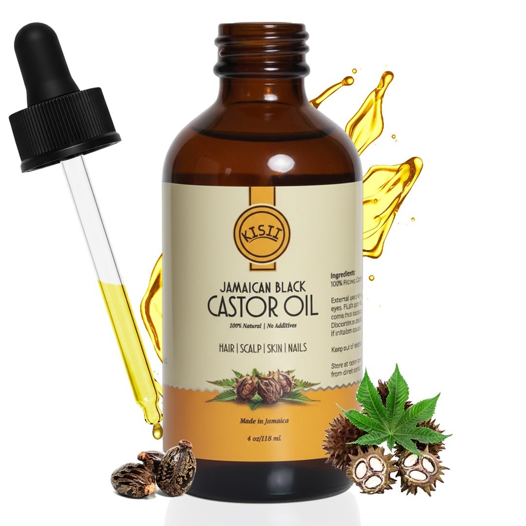 KISII Jamaican Black Castor Oil 4 oz Glass Bottle
