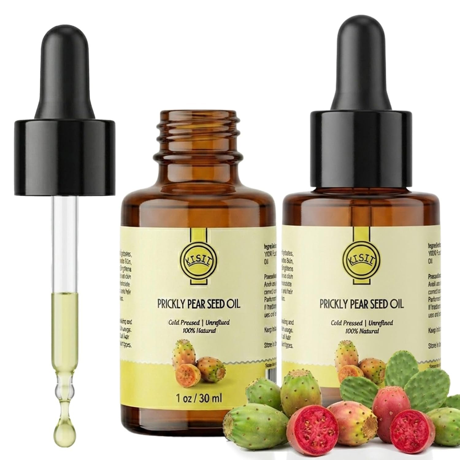 Prickly Pear Seed Oil | 100% Pure and Natural Cold Pressed Oil for Face, Hair and Skin | Anti-Aging Moisturizer | 1 oz Cold Pressed | Pack of 2