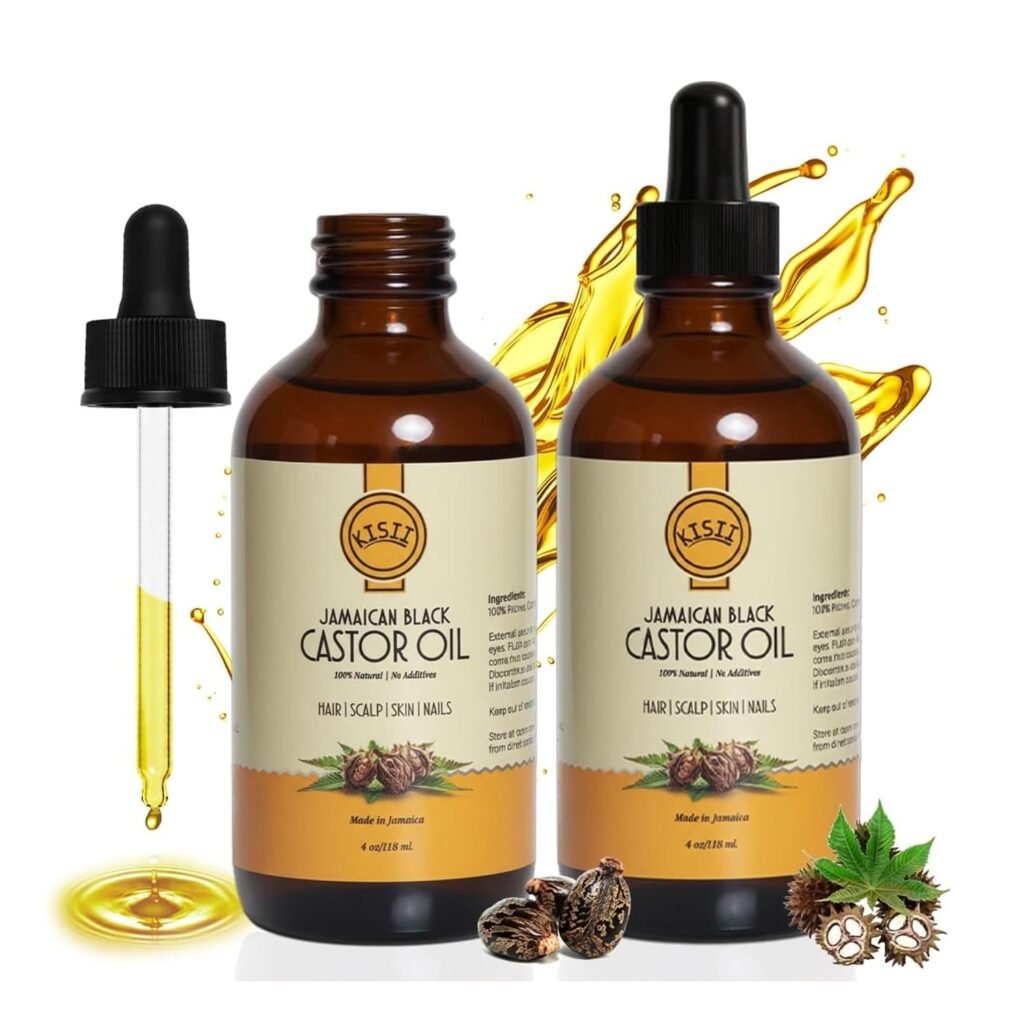 Jamaican Black Castor Oil – 100% Pure Castor Oil for Hair Growth, Scalp Care, Glowing Skin and Nails. Made in Jamaica - 4 oz Glass Bottle (2 Pack)