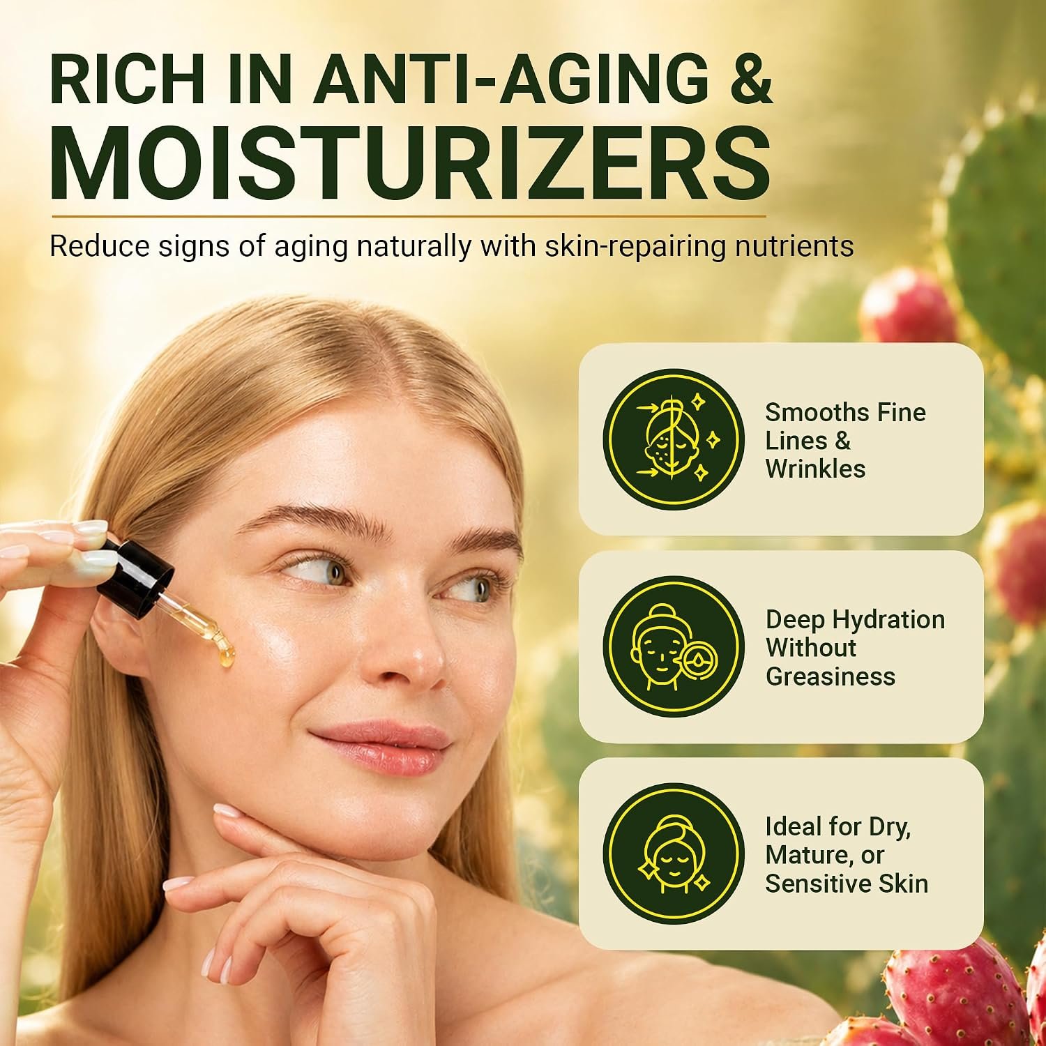 Prickly Pear Seed Oil | 100% Pure and Natural Cold Pressed Oil for Face, Hair and Skin | Anti-Aging Moisturizer | 1 oz Cold Pressed | Pack of 2 - Image 4