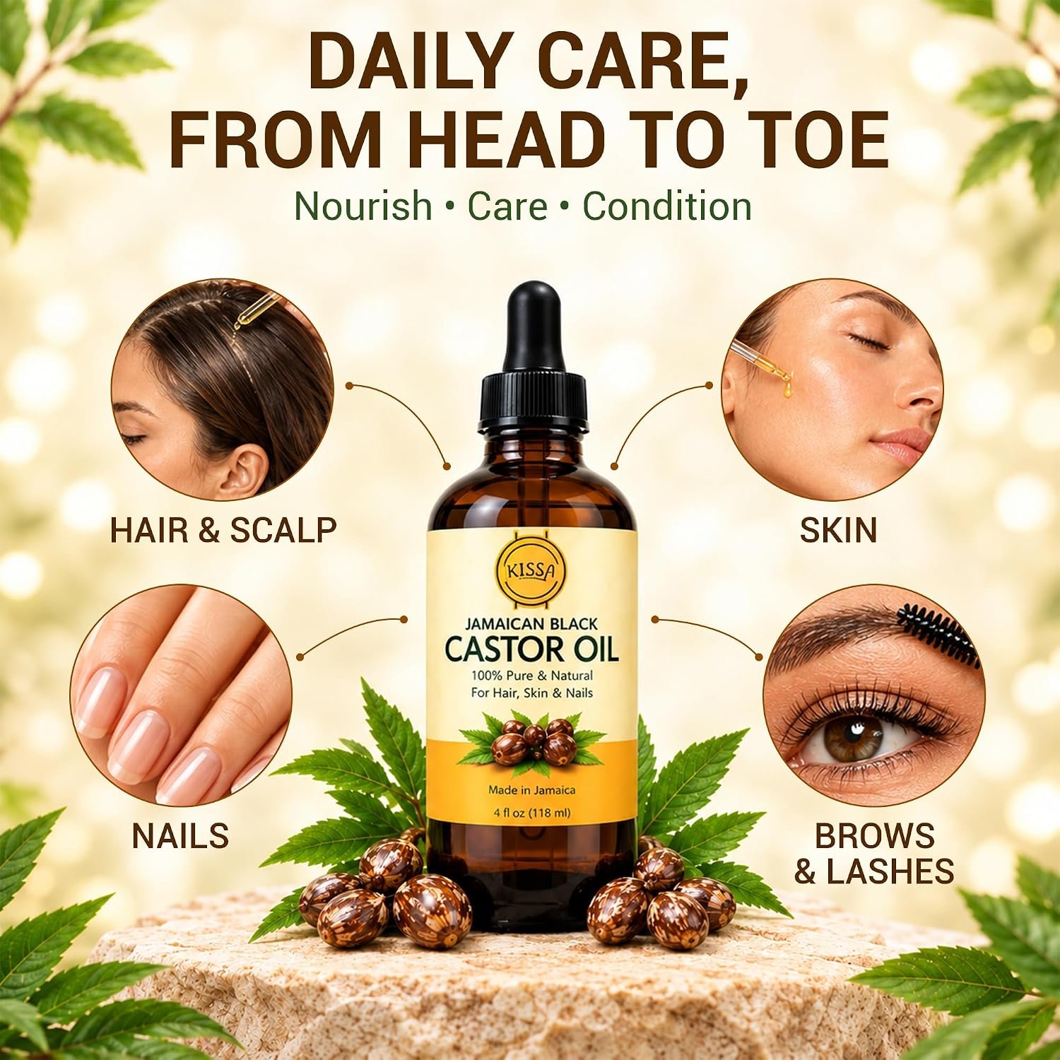 Jamaican Black Castor Oil 4 oz with Refillable Mascara Tube Kit - Image 4