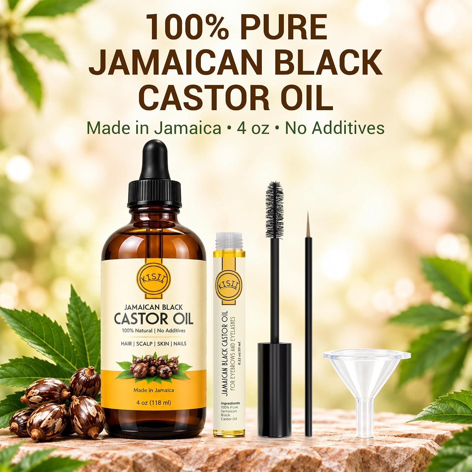 Jamaican Black Castor Oil 4 oz with Refillable Mascara Tube Kit - Image 2