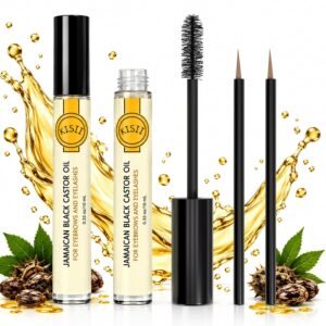 Jamaican Black Castor Oil for Eyebrows & Eyelashes, 2 Pack with Brushes